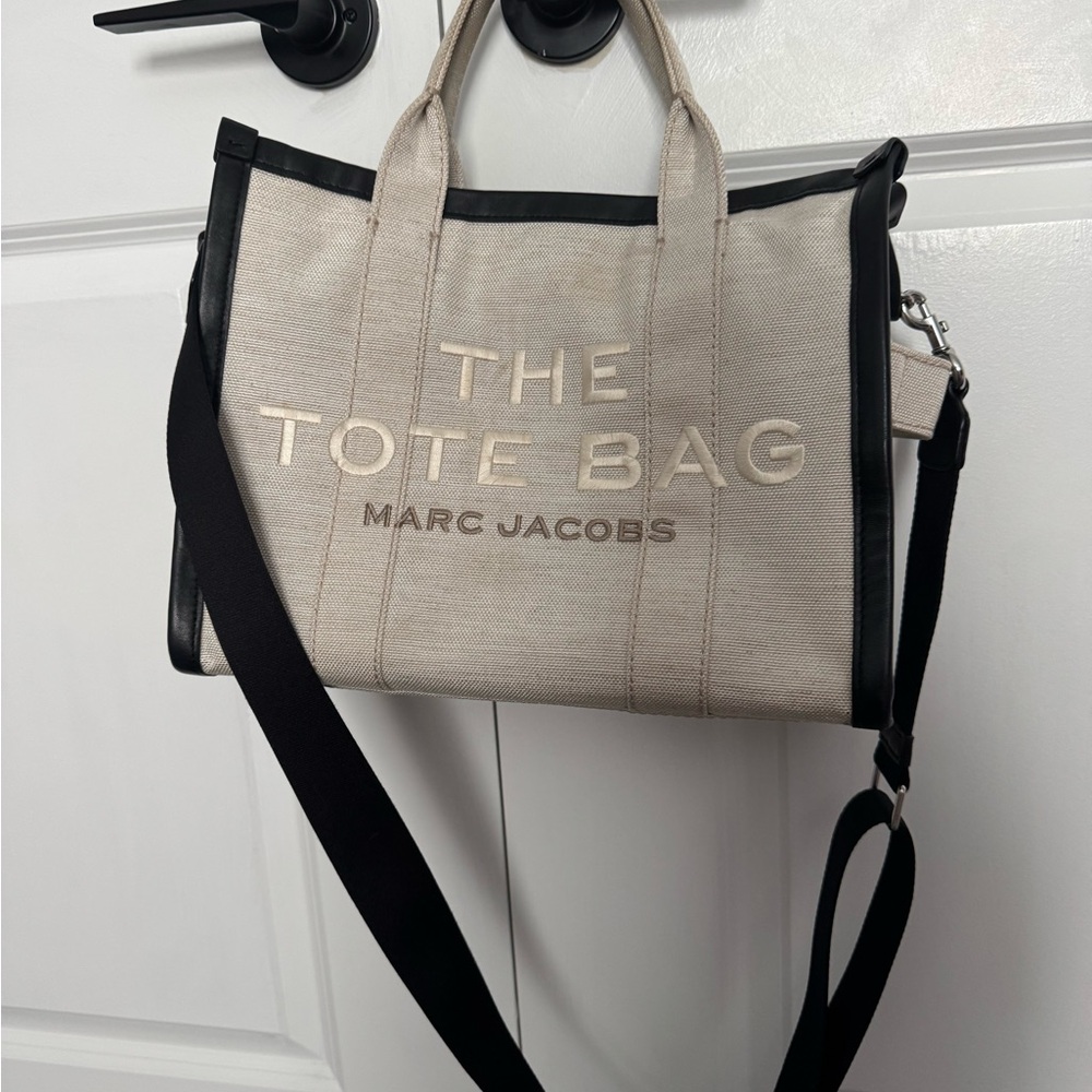 Marc Jacobs Cream and Black Medium Canvas Tote